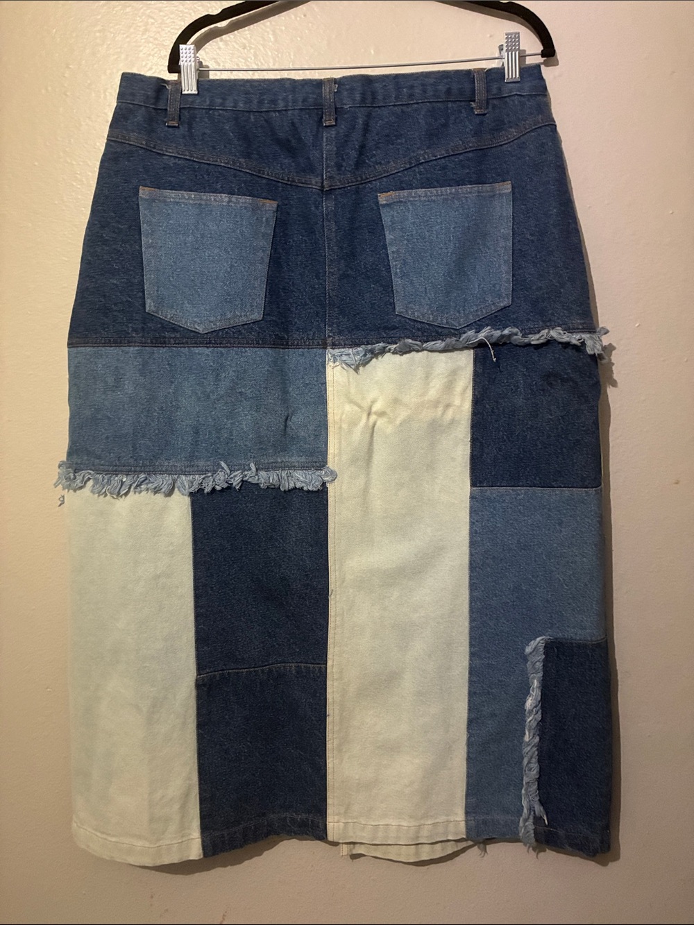 Roaman's Patchwork Denim Maxi Skirt - Picture 3 of 7